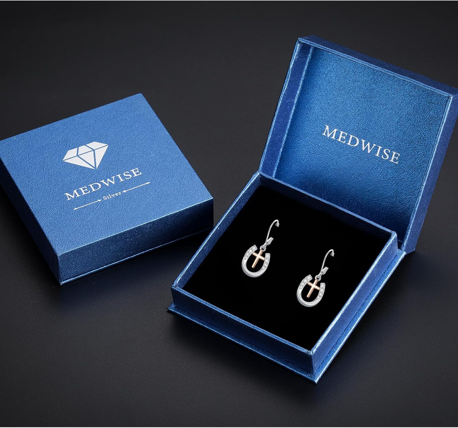 MEDWISE Lucky Horseshoe Leverback Earrings S925 Sterling Silver Rose Gold/Gold/Black Faith Horseshoe Pendant Dangle Hypoallergenic Earrings Jewelry for Horse Lover Mother Daughter Mothers Day Gifts - Image 8