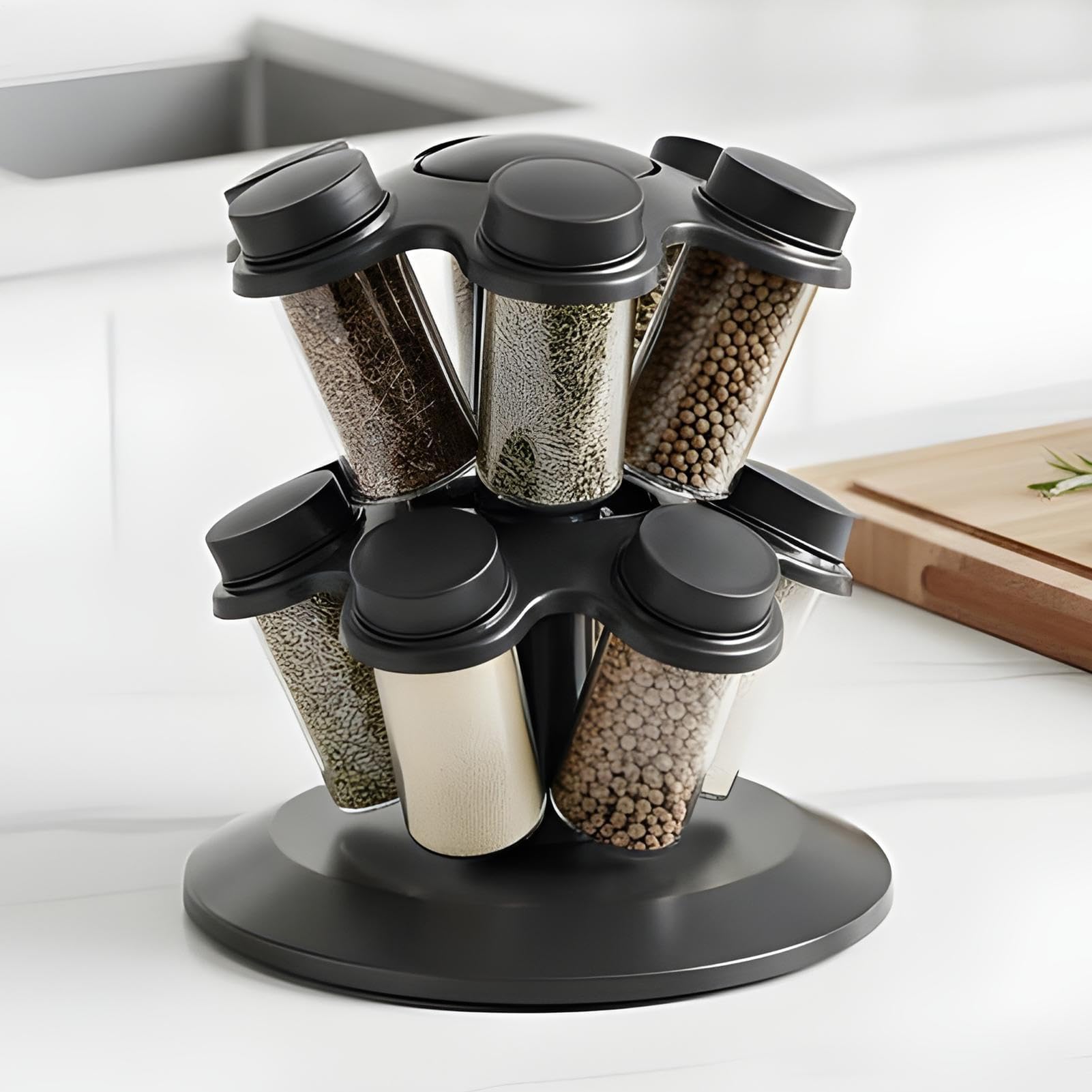 Generisch Estante giratorio para especias | Estante de especias para 12 vasos, organizador de especias para la cocina | Adecuado para encimera, comedor, hogar, cocina, frigorífico, apartamento