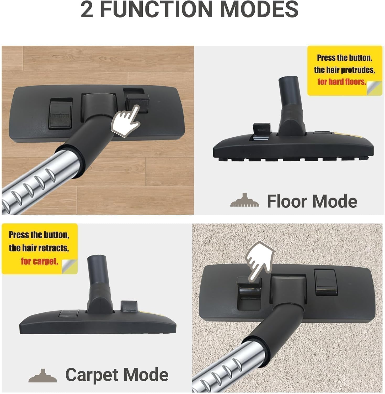 EZ SPARES Universal Vacuum Cleaner Floor Brush Attachment,Compatible with Most Brand,Hoover, Eureka, Rainbow,Shop VAC,Nozzle Tool, 2-in-1 for Hard Floor&Carpet (With An Adapter and Mini Clean Brush)