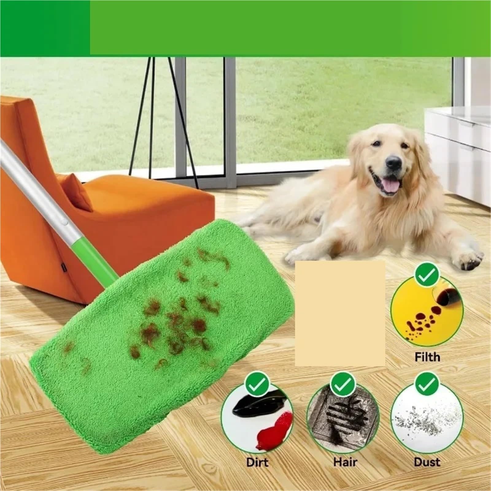 Tapete para Trapeador Almohadillas De Microfibra Reutilizables For Trapeador Húmedo Y Seco, Paños Limpieza Ecológicos For Barredoras Pisos(12pcs)
