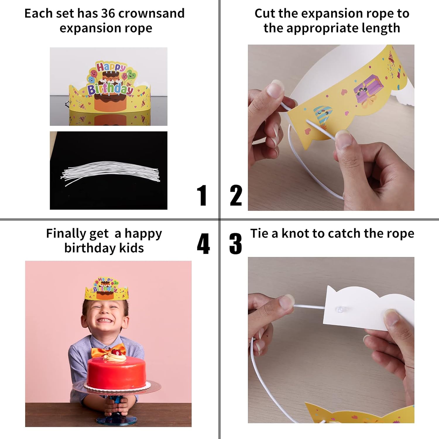 SICOHOME Birthday Hats for Kids, Family, Classroom & Birthday Parties - 36pcs Party Supplies for Students, Kindergarten, Elementary Teachers