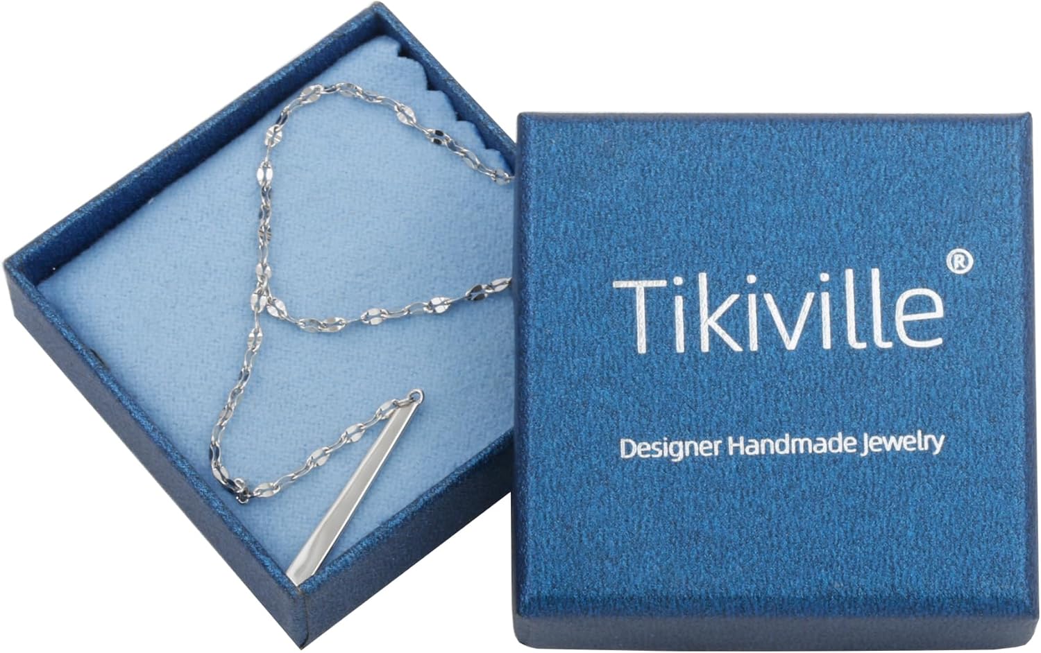 Handmade Sterling Silver Lariat Necklace with Bar Dainty Drop Y Chain Necklaces for Women - Image 7