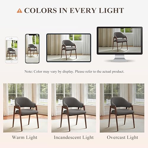 Miniatura 8 de Juego de 2 sillas de comedor de madera, silla de comedor tapizada de tela moderna, sillas auxiliares de cocina, silla de cena de granja con respaldo