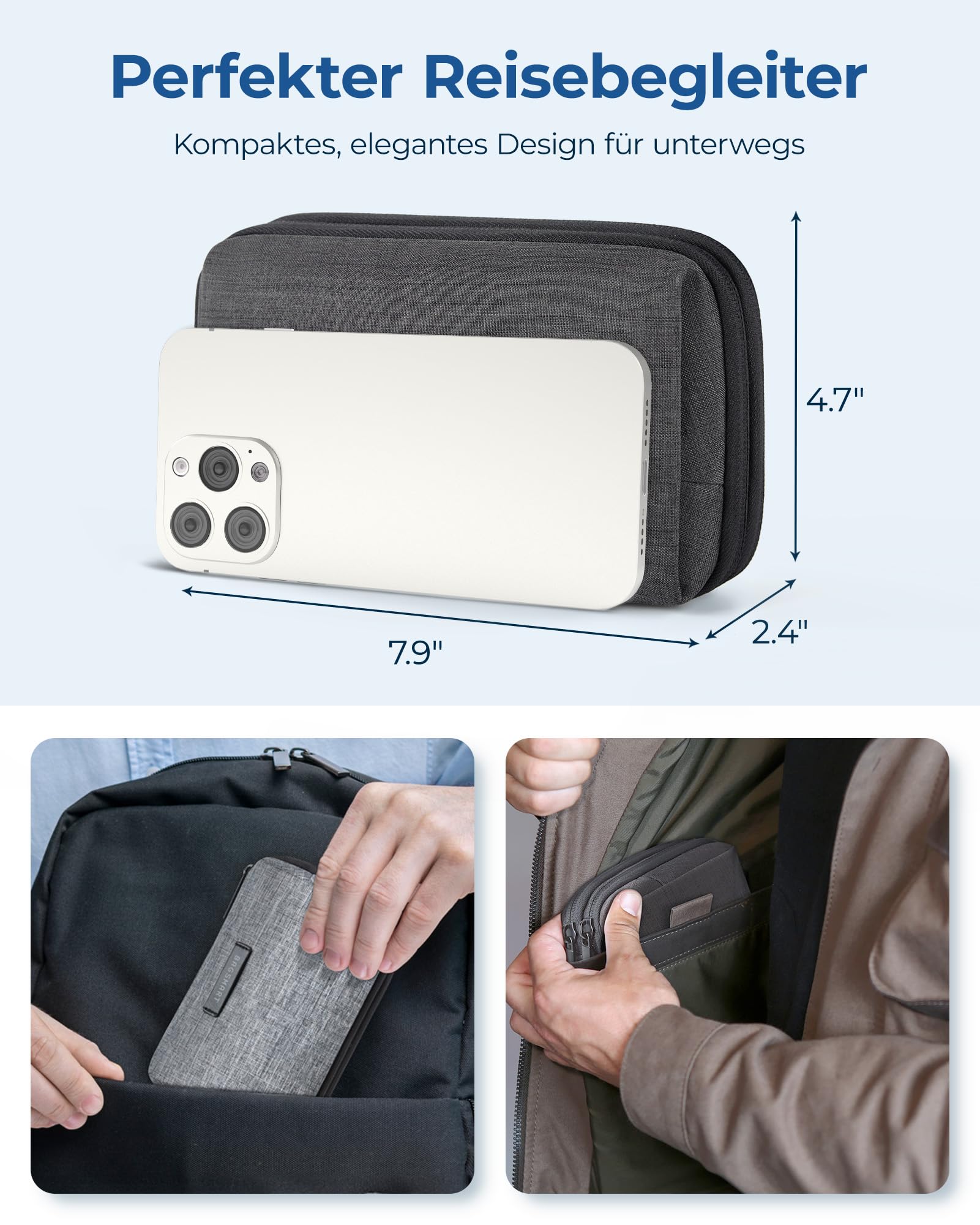 BAGSMART Torba na kable, organizer, torba podróżna, organizer na elektronikę, wodoszczelny, akcesoria do ładowania telefonu komórkowego, czarny