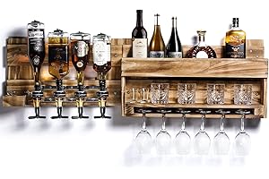 Homde Wall Mounted Wine Rack with Liquor Dispenser