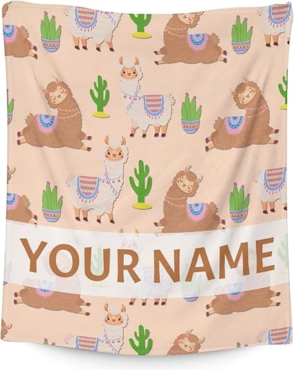 Blanket for Girl Boy - 40x50 Inches Cute Llama Throw Gifts - Personalized Brown Soft Fuzzy Blankets for Bed, Couch & Living Room