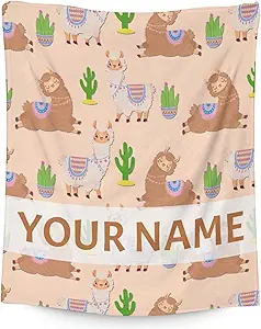 Blanket for Girl Boy - 40x50 Inches Cute Llama Throw Gifts - Personalized Brown Soft Fuzzy Blankets for Bed, Couch & Living Room