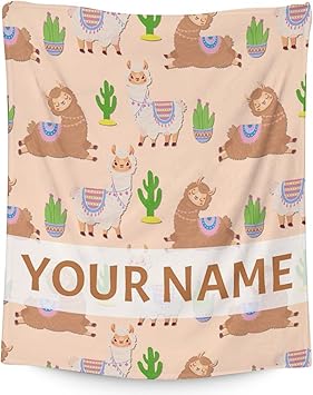 Blanket for Girl Boy - 40x50 Inches Cute Llama Throw Gifts - Personalized Brown Soft Fuzzy Blankets for Bed, Couch & Living Room