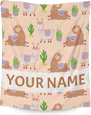 Blanket for Girl Boy - 40x50 Inches Cute Llama Throw Gifts - Personalized Brown Soft Fuzzy Blankets for Bed, Couch & Living Room