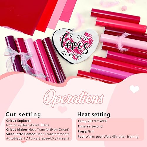 Miniatura 6 de Tintnut Vinilo de transferencia de calor rosa HTV  18 hojas de 12 x 10 pulgadas, vinilo de transferencia de calor rosa rosa rosa HTV para camisetas