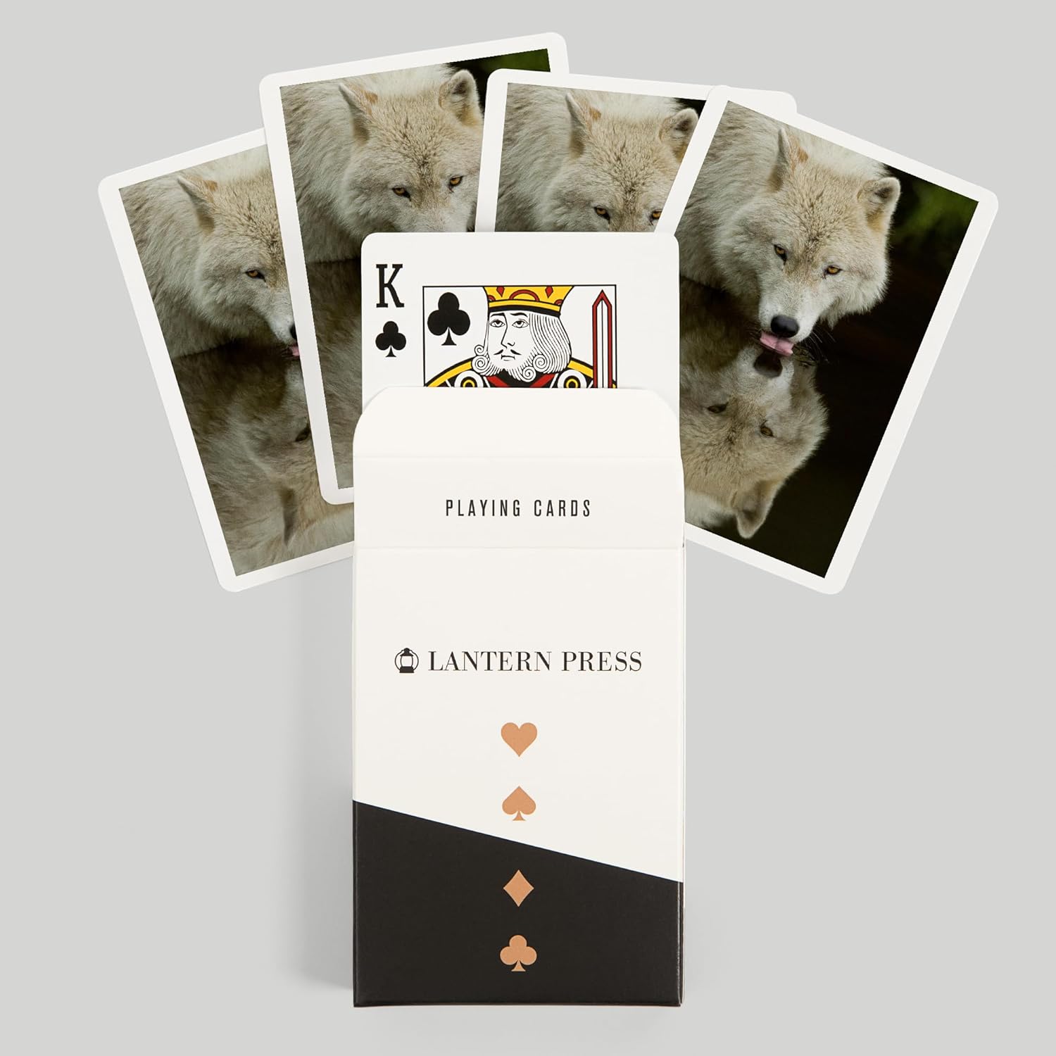 Lantern Press Wolf Drinking, 52 Playing Cards for Adults, Poker Size Card Deck