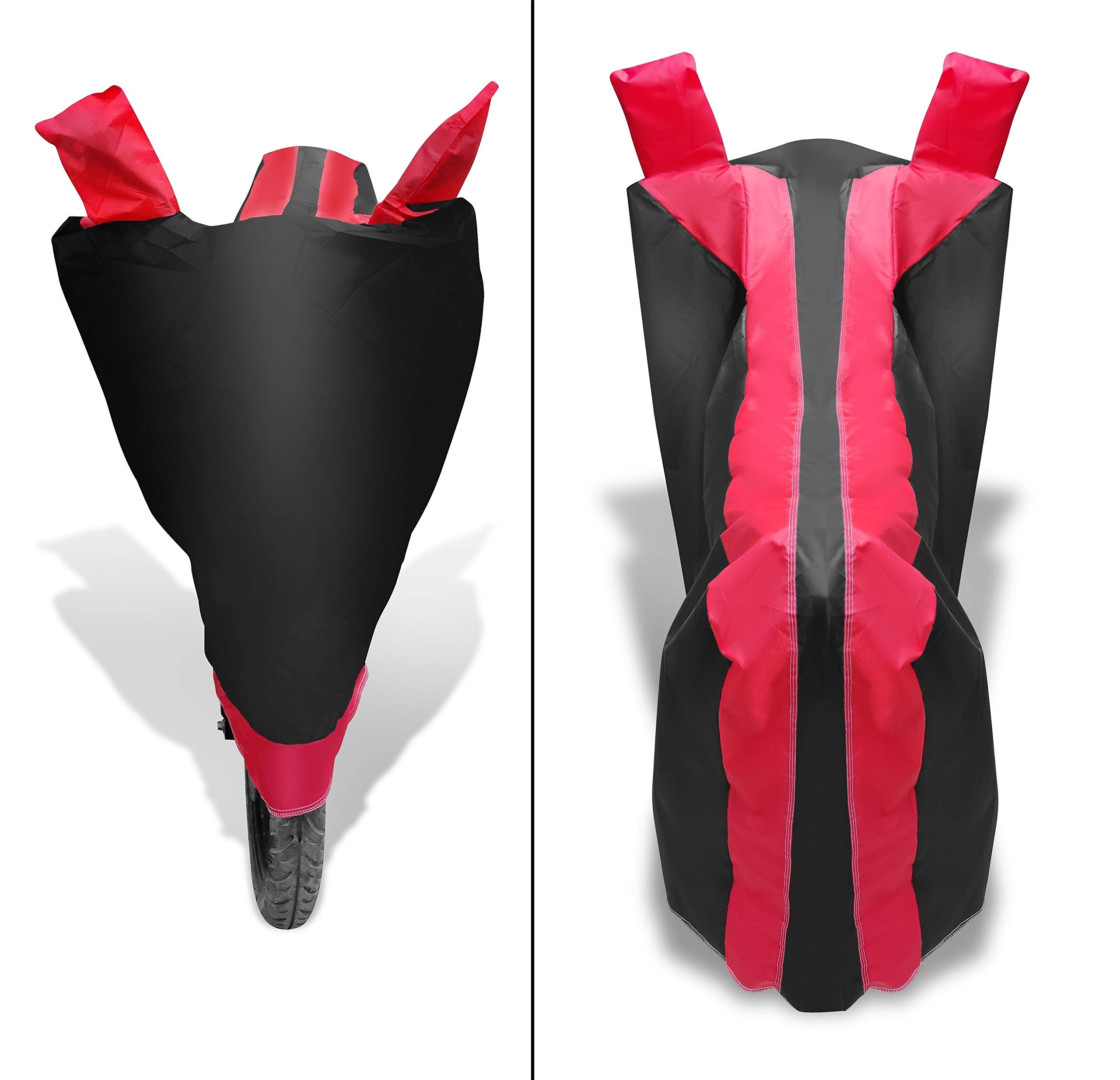 Auto Hub Bike Cover Compatible with RE Classic 500 with Mirror Pocket, Dustproof, Heat Resistant, Triple Stitched, Classic 500 Bike Cover- Black, Red 4