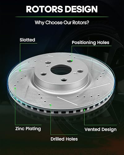 Miniatura 2 de SCITOO Rotores de disco ventilados delanteros de 10.83 pulgadas (10.827 in) + pastillas de freno de cerámica de repuesto para Pontiac Vibe 2009