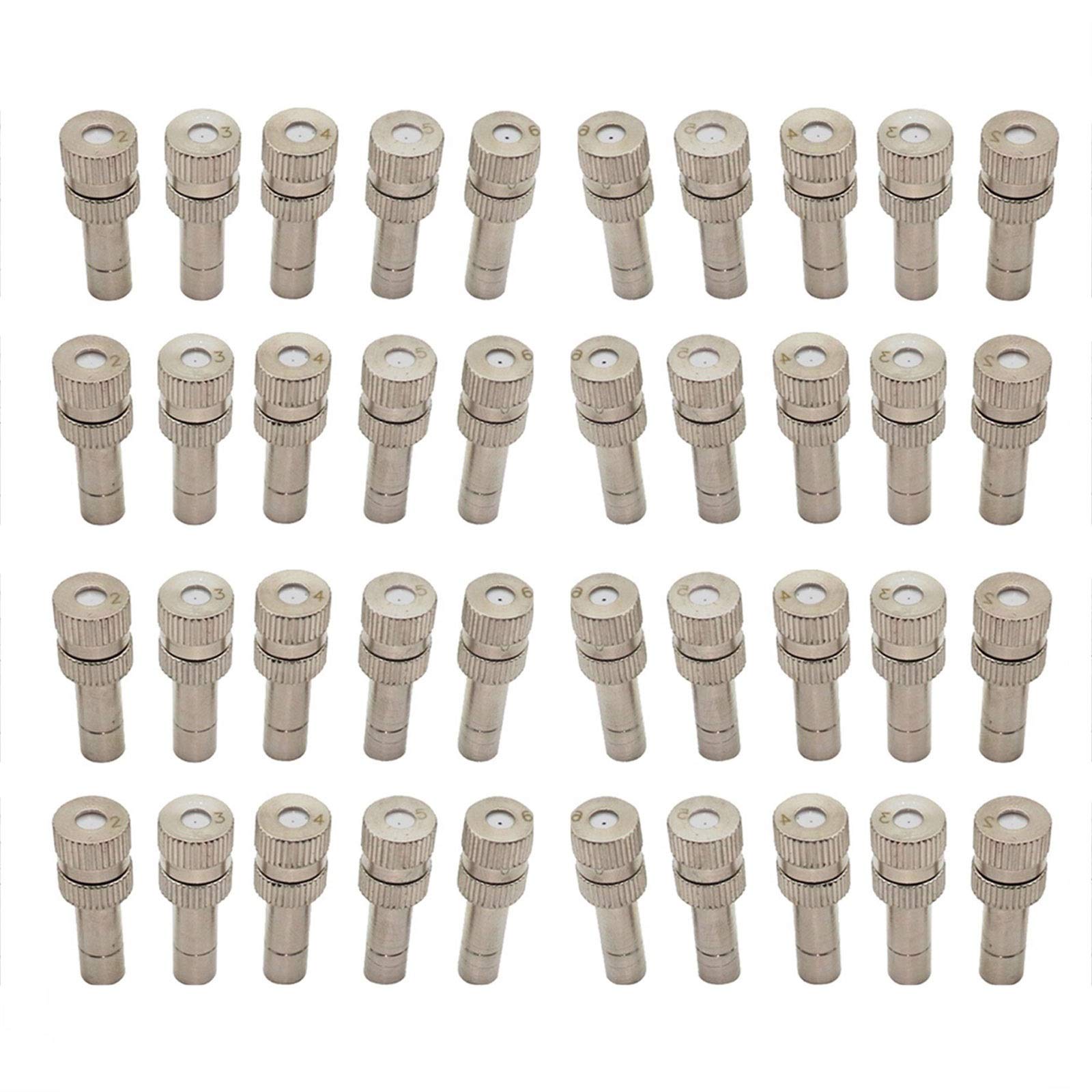 SOHNVWTGD 100pcs Brass Misting Nozzles for Outdoor Cooling System/, Mister Nozzle Atomizing Misting Sprayer Fog Nozzles for Garden, Humidification, Dust Control, Landscaping, 6mm (Size : 0.4mm)