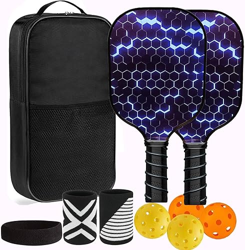 Juego de 2 palas de pickleball para principiantes, raquetas de fibra de carbono aprobadas por USAPA, paquete de 2 palas de pickleball para