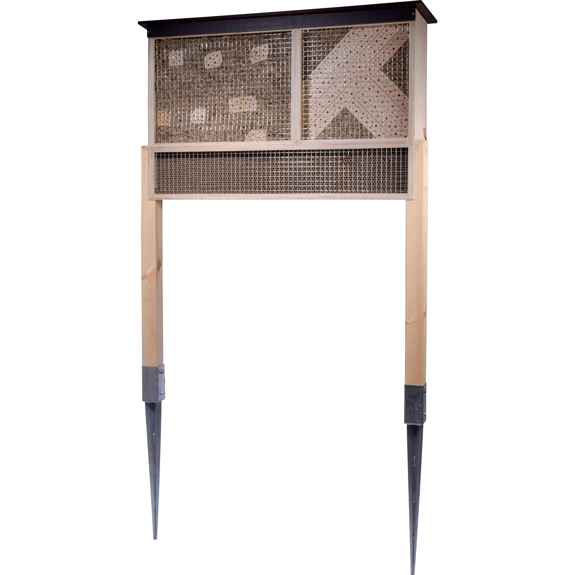 dobar® XXL Insektenhotel mit Standfüßen - Große Nisthilfe für Wildbienen - Wildbienenhotel aus Holz - Bienenhaus Wetterfest - Insektenhaus inklusive Füllmaterial - 128 x 23 x 160 cm - Natur