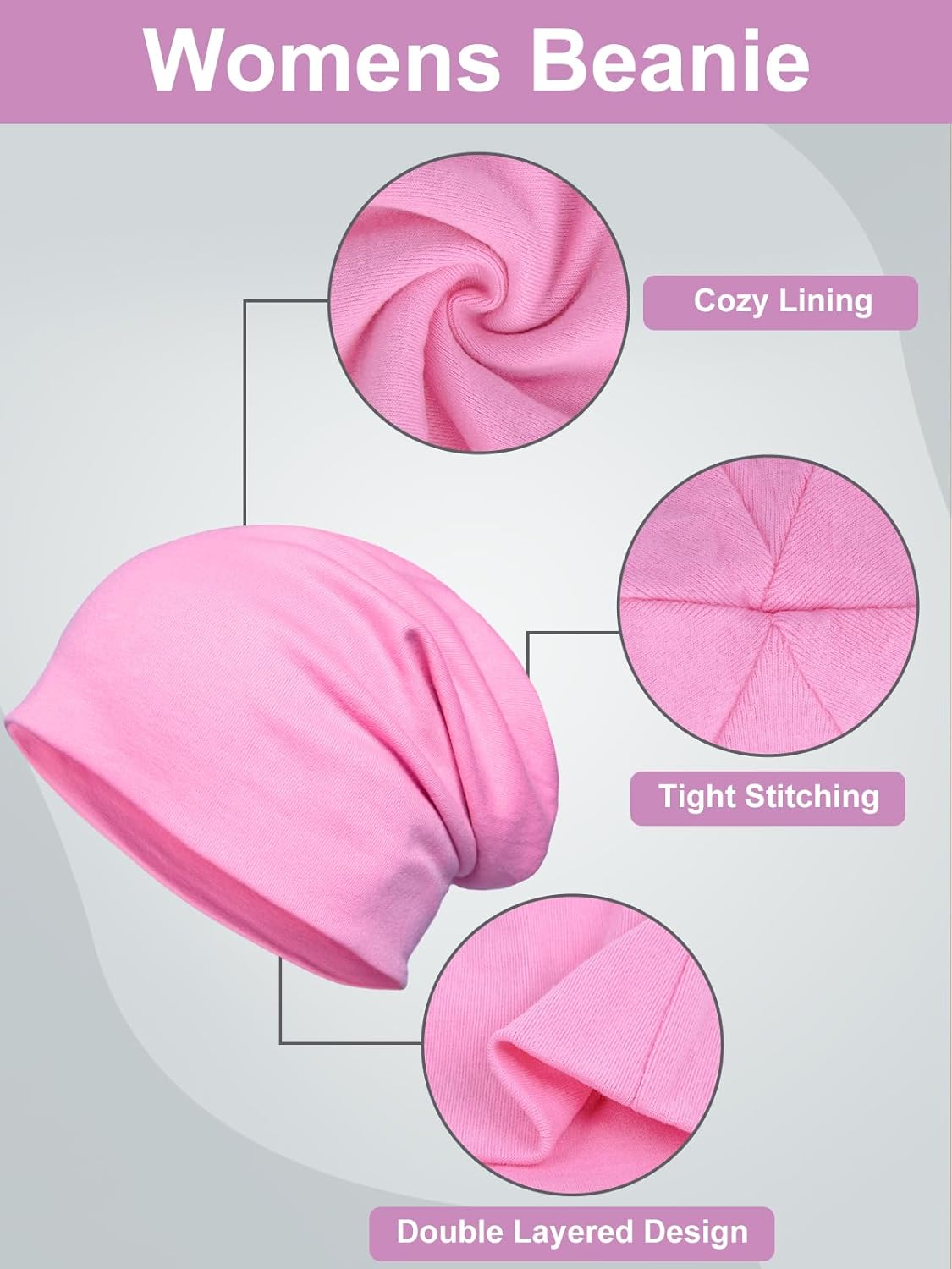 Senker Fashion Slouchy Beanie Hats for Women Men, Chemo Headwear Cotton Beanies Soft Lightweight Chemo Skull Cap Elastic - Image 3