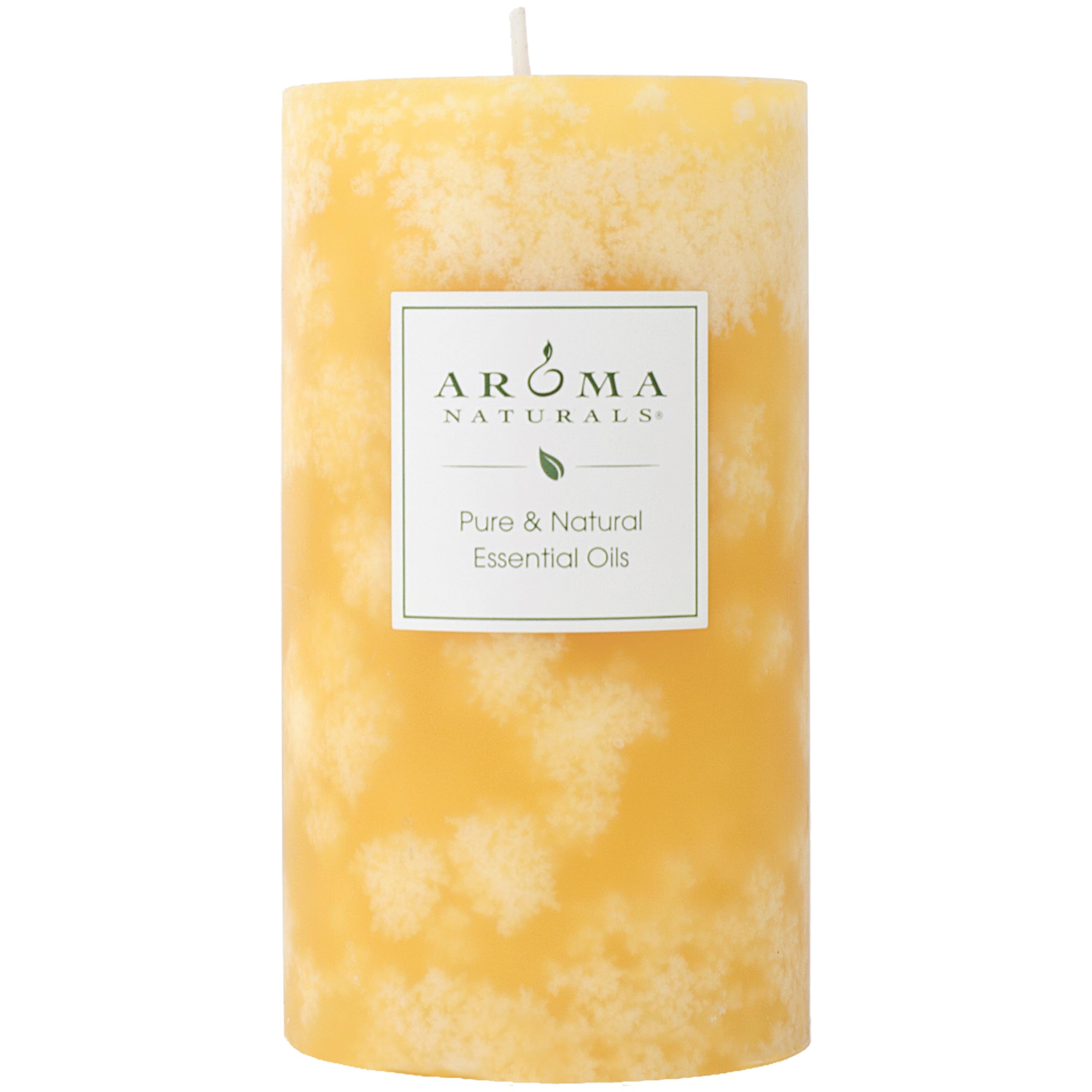 Aroma Naturals Orange and Lemongrass Essential Oil Scented Pillar Candle, Ambiance, 2.75 inch x 5 inch, Yellow