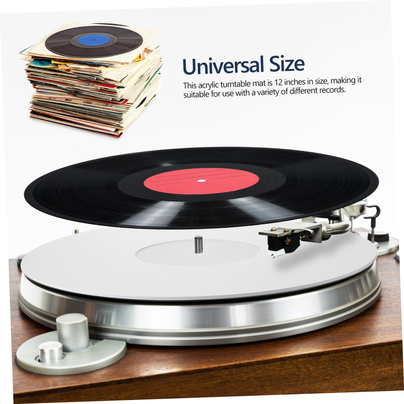 ibasenice Vinyl Record Pad Acrylic Record Mat 12''' White Mat Turntable Slipmat Protective Pad