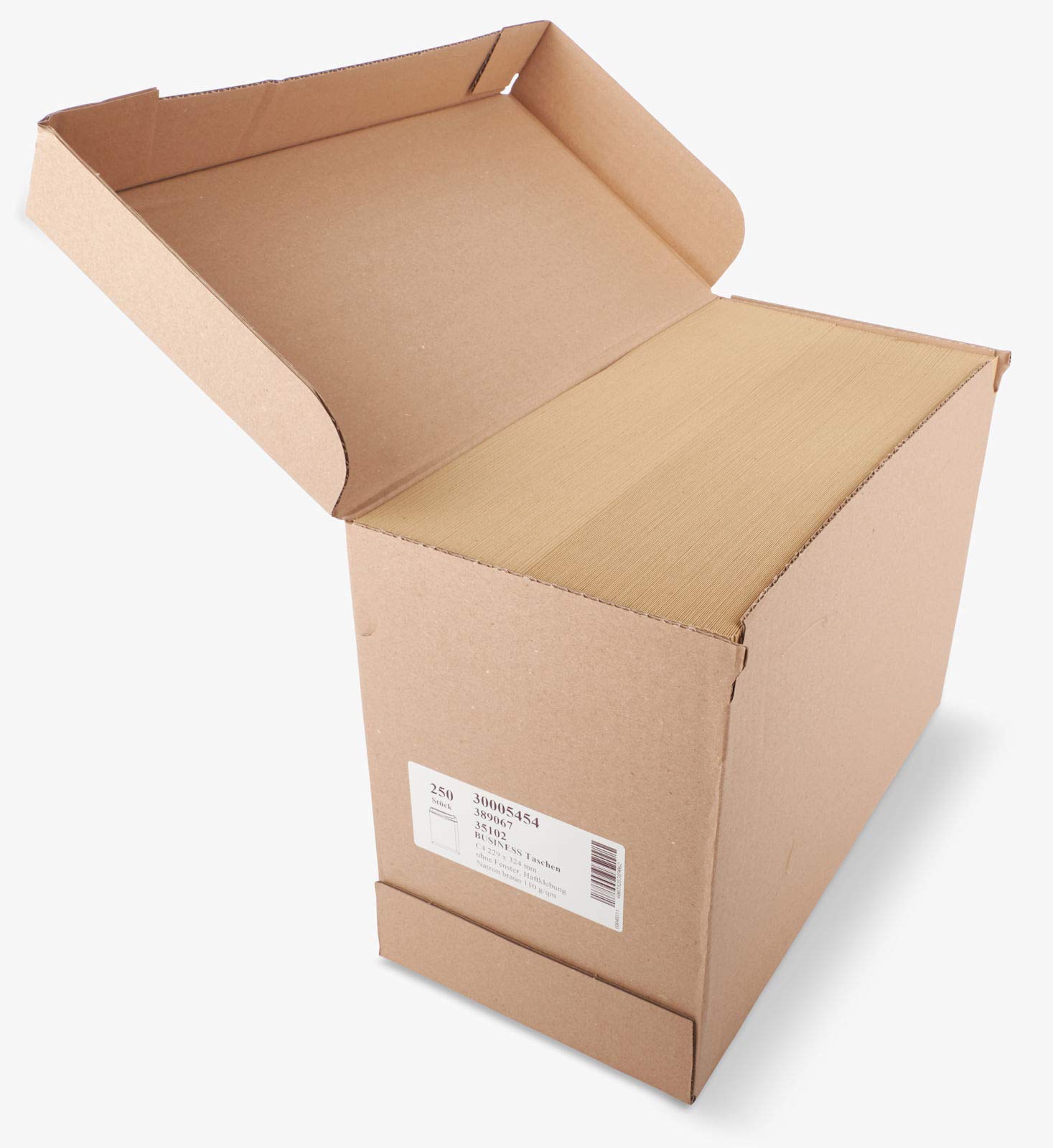 KK Verpackungen Versandtaschen DIN C4 229x324 mm | 5000 Stück, 110 g/m² haftklebend | Briefumschläge ohne Fenster | Braun für DIN A4
