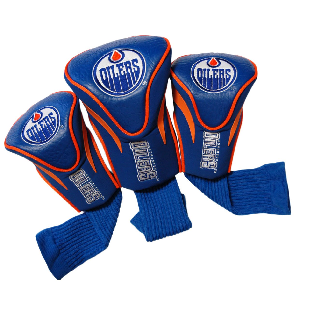 Team Golf NHL Edmonton Oilers Contour Golf Club Headcovers (3 Count) Numbered 1, 3, & X, Fits Oversized Drivers, Utility, Rescue & Fairway Clubs, Velour lined for Extra Club Protection