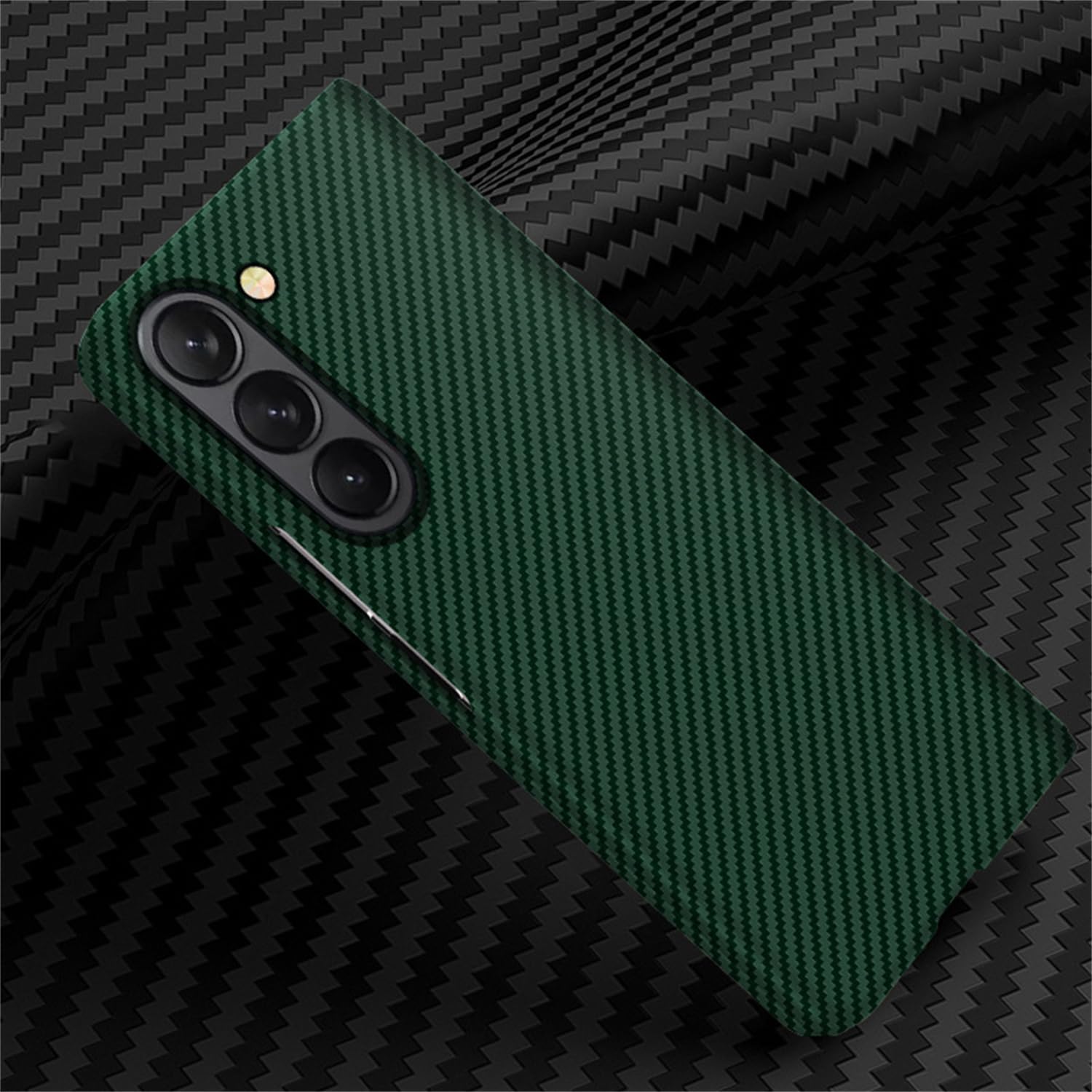 Case for Samsung Galaxy Z Fold 5 5G, Fiber Protective Super Slim Cover, Soft Touch Carbon Case, Snap-on Back Cover Wireless Charging for Z Fold 5 (Z Fold 5, Green)