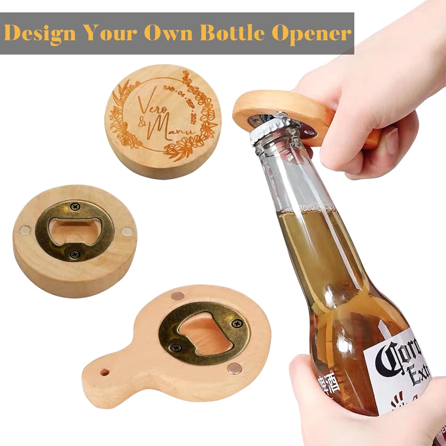 Bottle Opener Insert - 100 Sets Stainless Steel Inserts Kit with Screws Screwdriver for DIY Resin Mould Kit Hardware Parts Supply（brown)