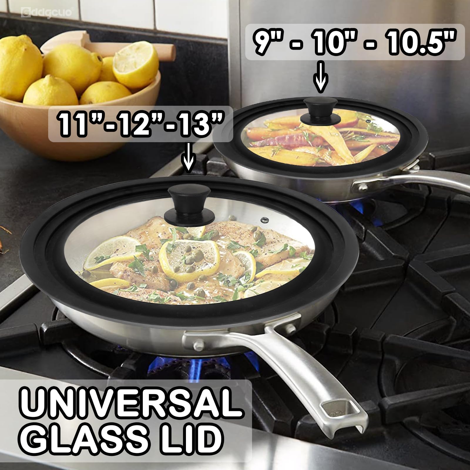 2 Stück Universal-Silikon-Pfannendeckel, 27,9 cm, 30,5 cm, 33 cm und 22,9 cm, 25,4 cm, 26,7 cm Topfdeckel für Töpfe, Pfannen und Bratpfannen, hitzebeständiger Bratpfannendeckel, gehärtetes