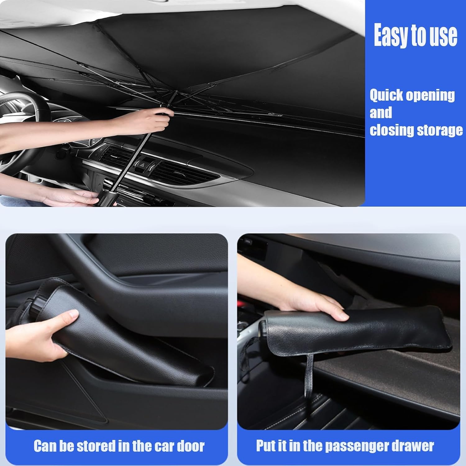Parasol Coche Delantero, Parasol Plegable Bloquea de Los Rayos UV Paraguas Coche, para la Mayoría de Los Vehículos, 140 x 80 cm