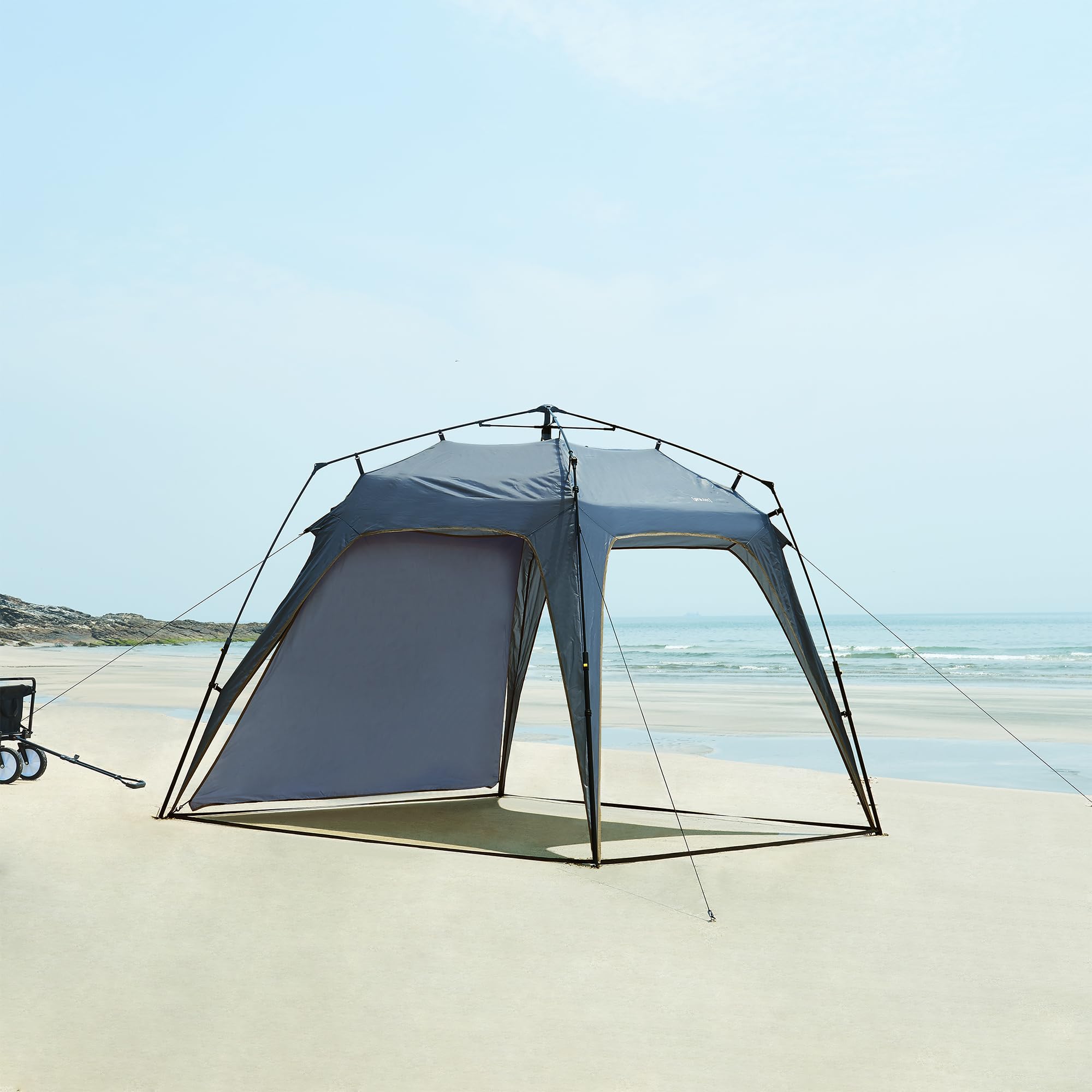 pro.tec Tonnelle de Jardin avec Guirlande Lumineuse LED Tente de Réception Pavillon pour Camping Festival avec Sac de Transport Panneau Solaire 250 x 250 x 190 cm Gris