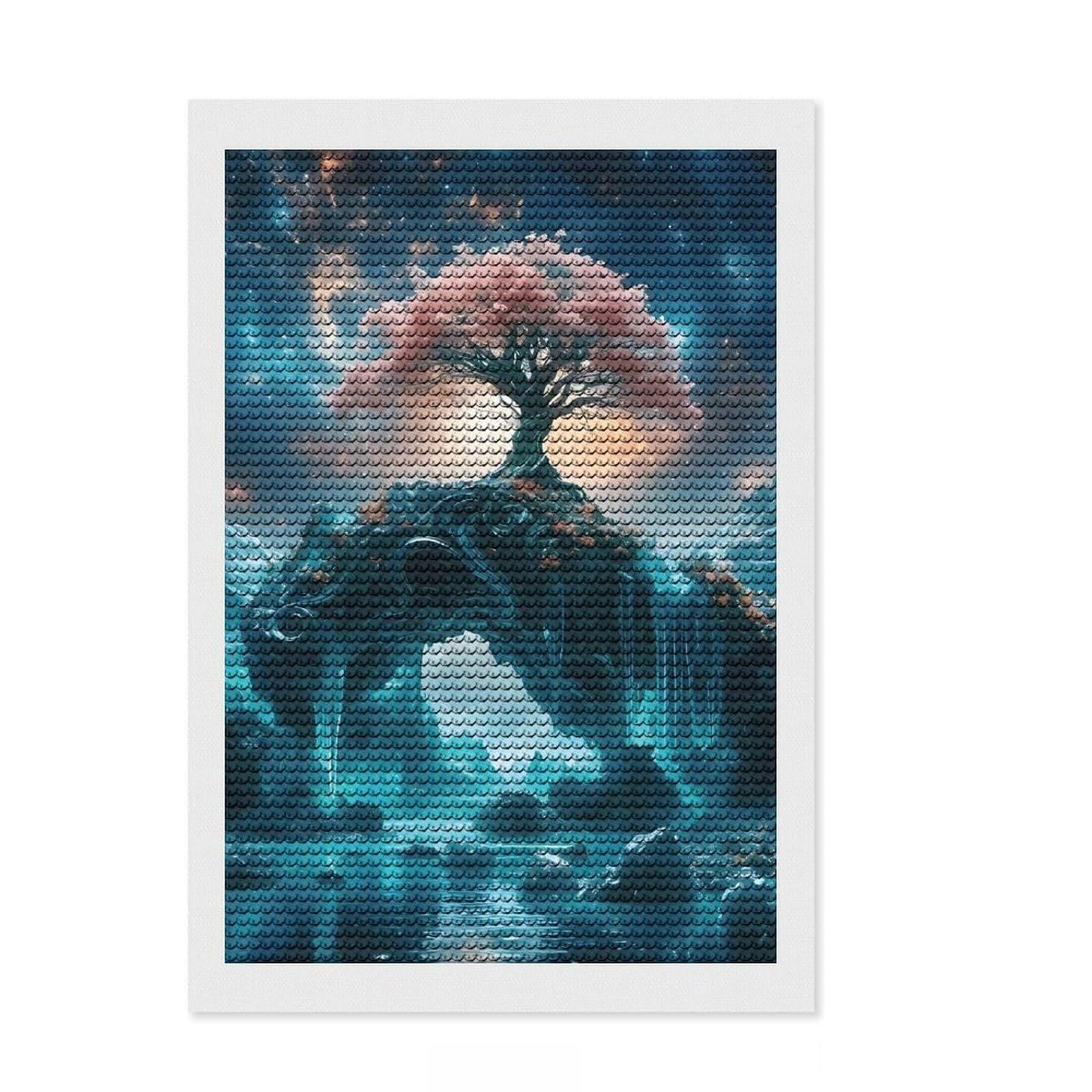 Junmoney Lovely Japanese Landscape Diamond Art Canvas 8"x12", Decorate Your Room, Satisfying Creative Project, Full Kit Included, Aesthetic Room Decor