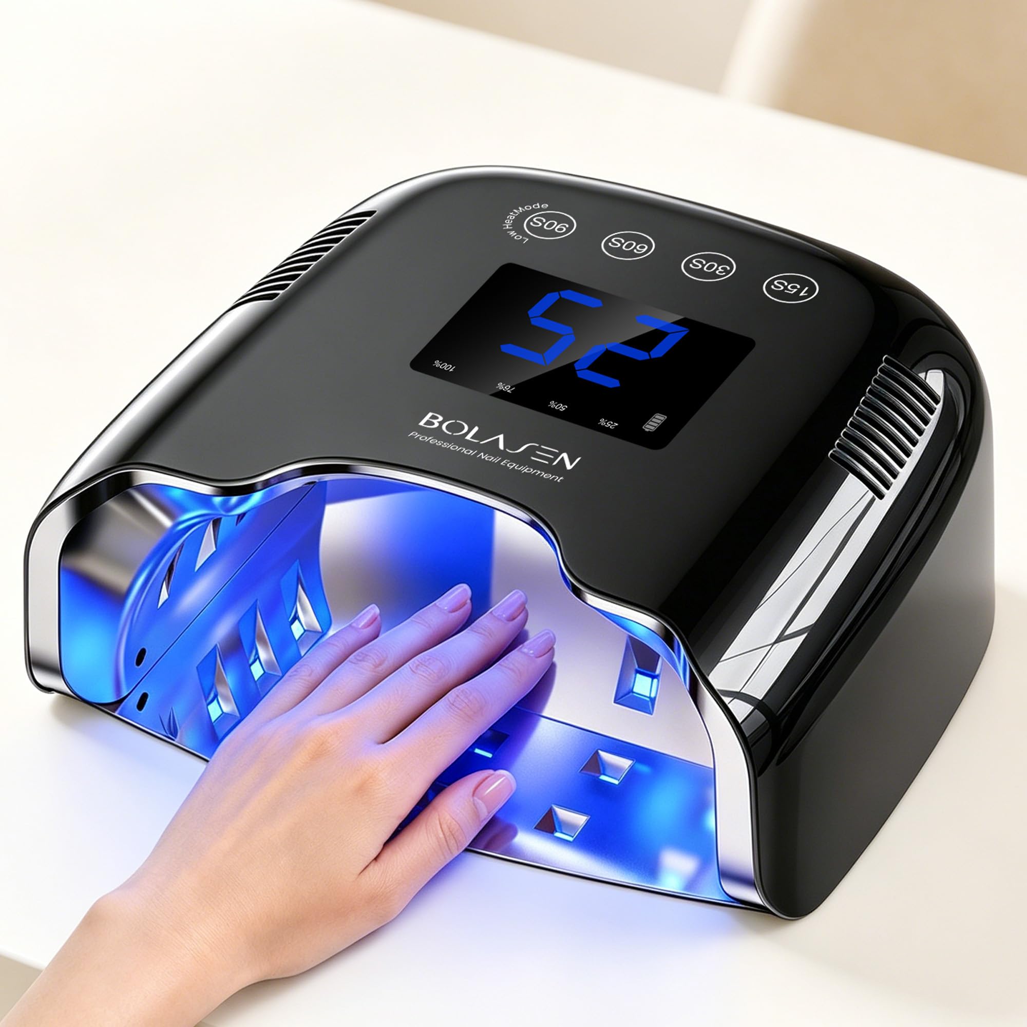 BOLASEN P30 Pro Cordless Rechargeable UV LED Nail Lamp for Gel Nails, Black