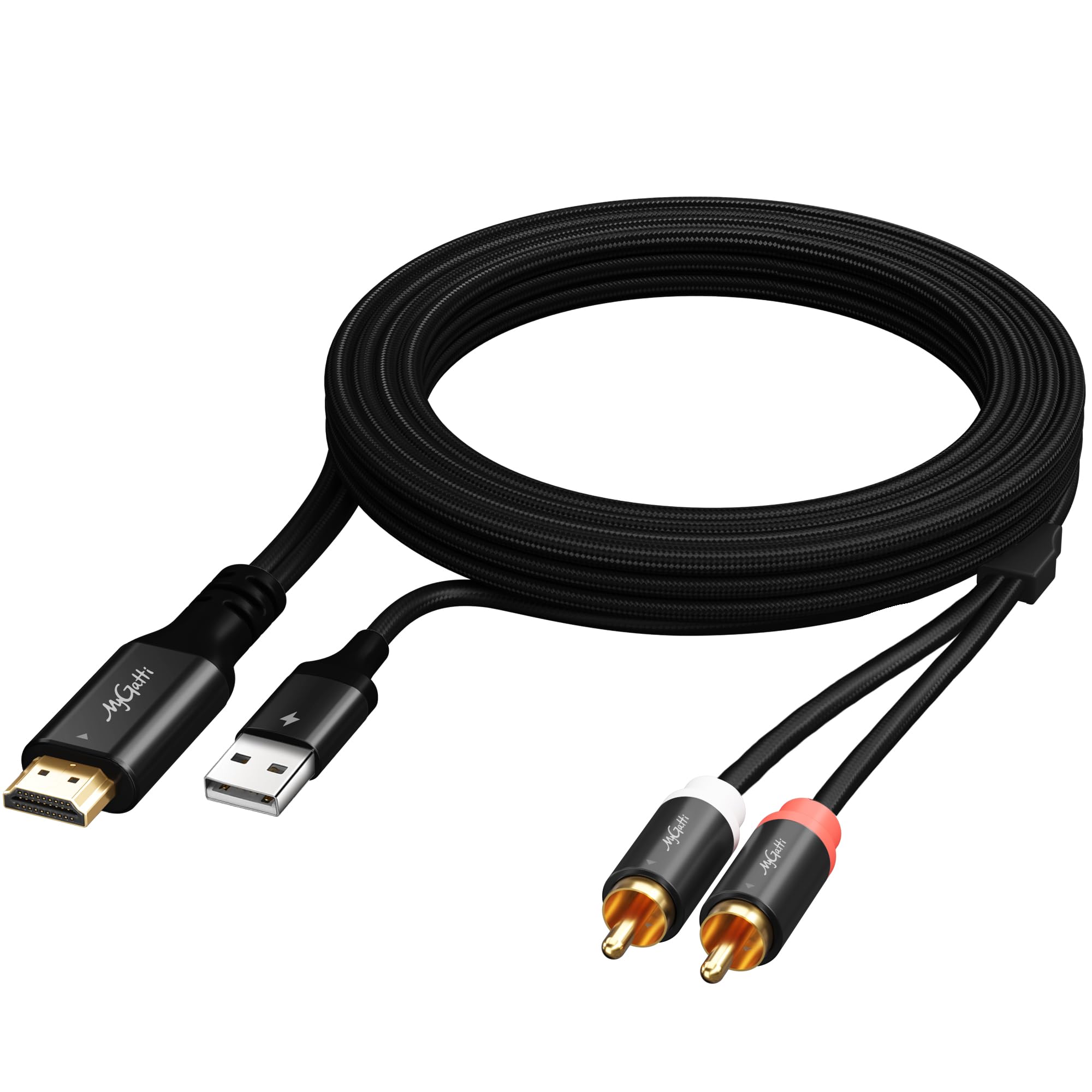 Cavo convertitore audio unidirezionale da 192 kHz da 1 m HDMI ARC/eARC a 2RCA audio, estrattore USB L/R per TV a home theater, amplificatore di sistema/vecchio altoparlante, soundbar – Plug