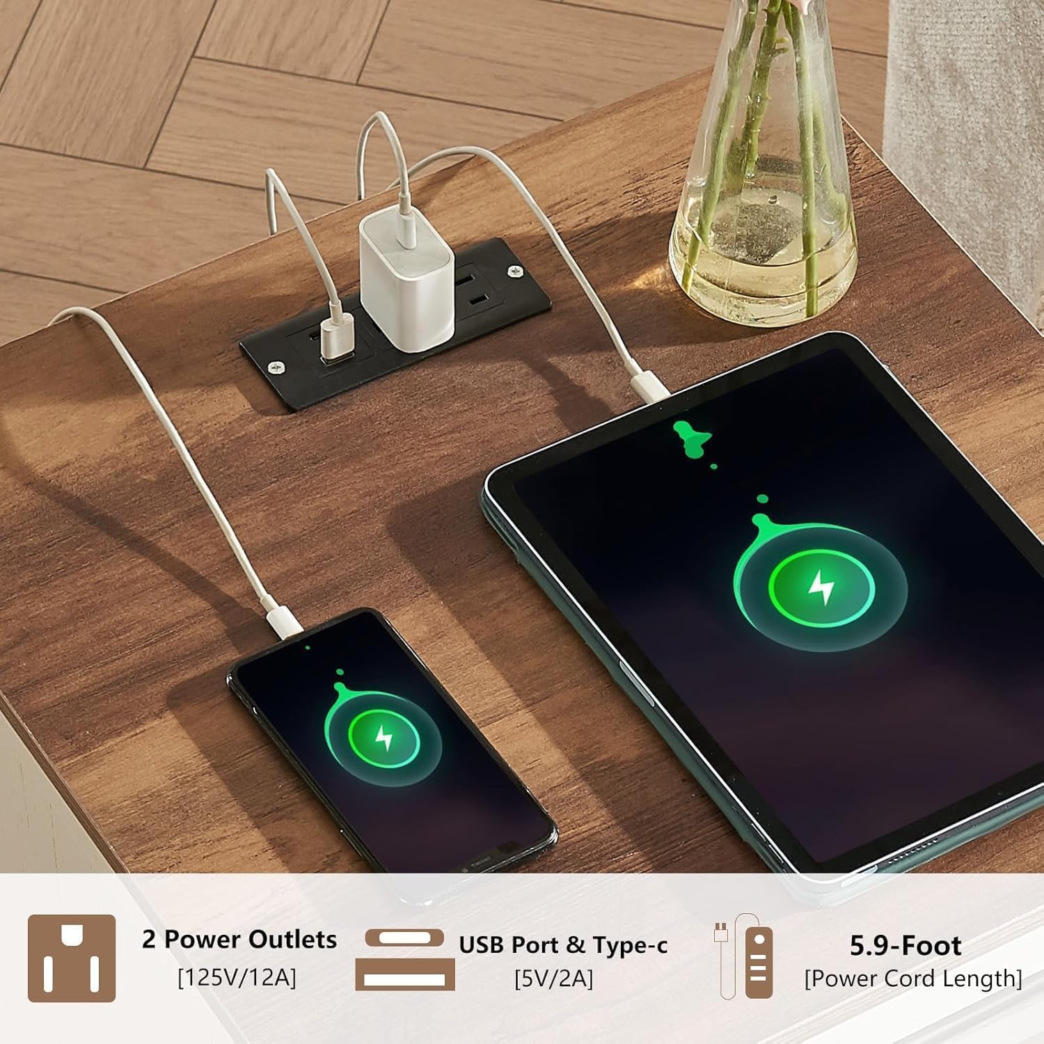AMERLIFE Farmhouse Bedroom Furniture Set, Includes 2 Nightstands with Charging Station and 1 Queen Wood Platform Bed Frame with Storage Drawers, Farmhouse Furniture for Bedroom, Rustic White - Image 7