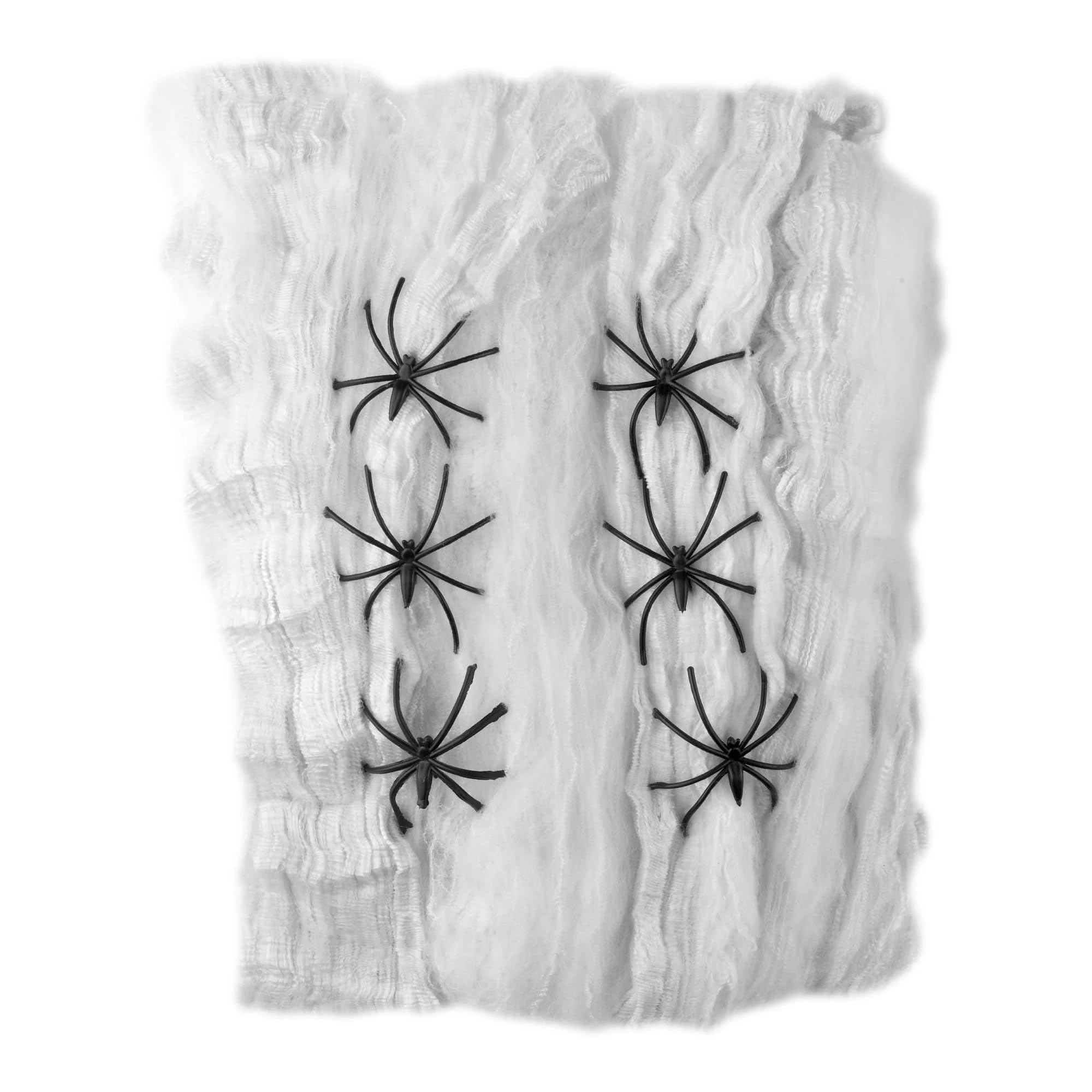 Smiffys Medium Spider Web Decoration 65g, with 6 Plastic Spiders, Halloween Fancy Dress Accessory, Halloween Dress Up Halloween decorations
