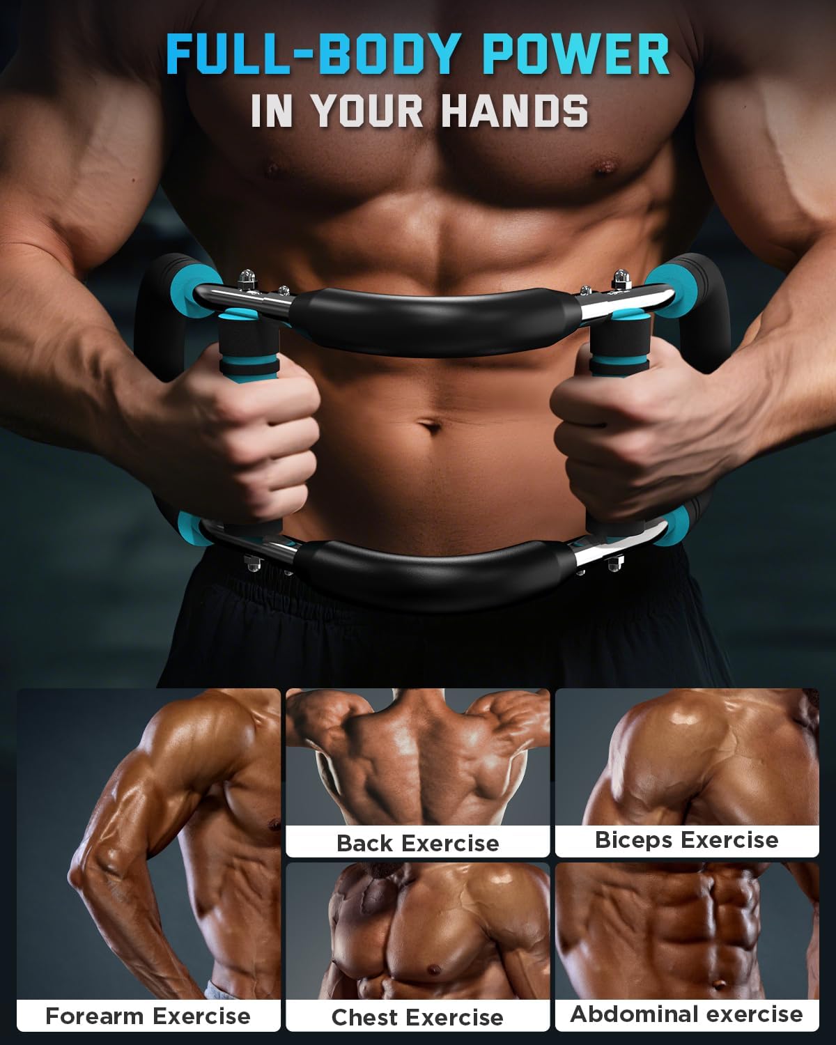 Kapebow Twister Arm Trainer, PowerTwist Arm Trainer, Adjustable Forearm Strengthener, Arm Exercise Equipment, Chest Workout Equipment, Portable Spring Resistance for Home Workout Equipment