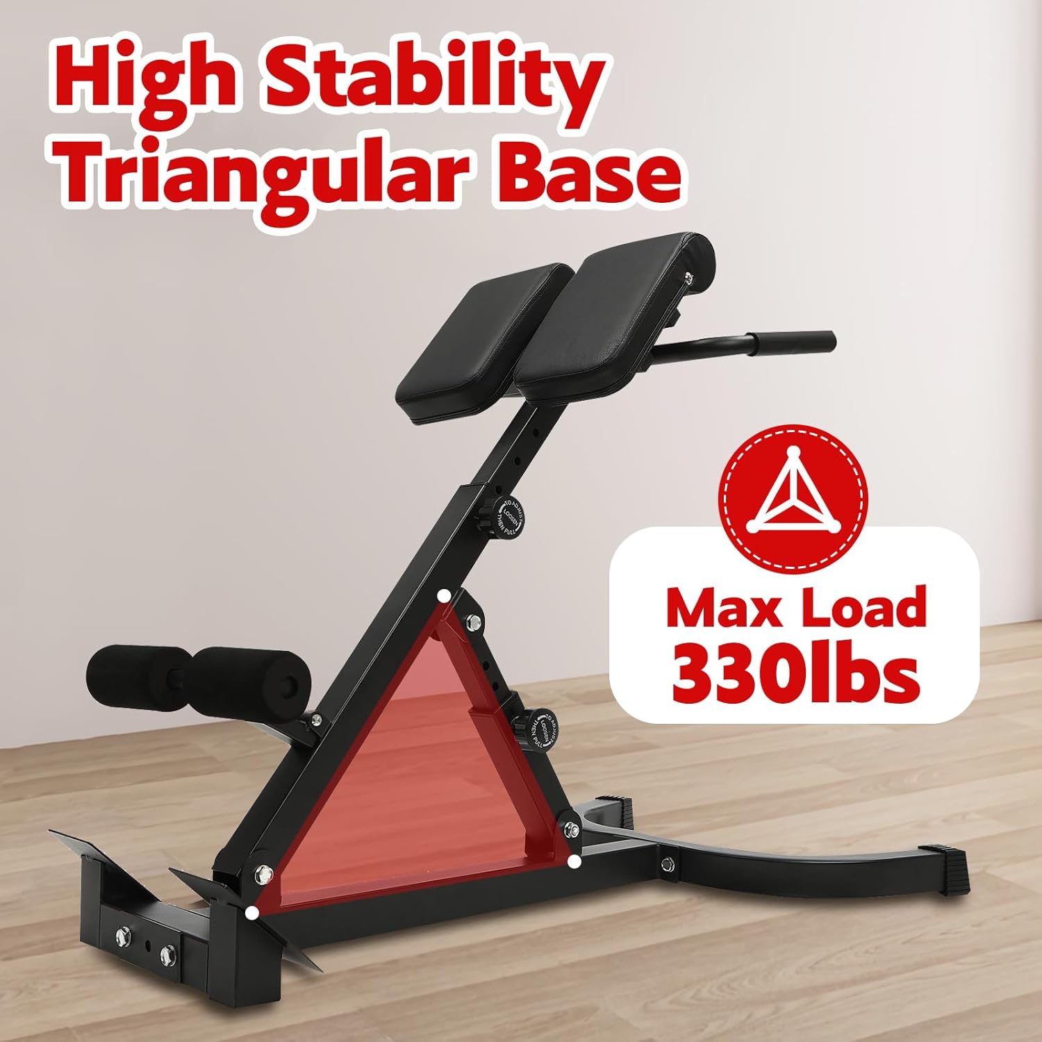 Roman Chair Back Extension Machine, 330lbs Capacity Foldable Roman Chair Hyperextension Bench, Adjustable Back Exercise Machine with 8 Adjustable for Abs SitUp Full Body Workout