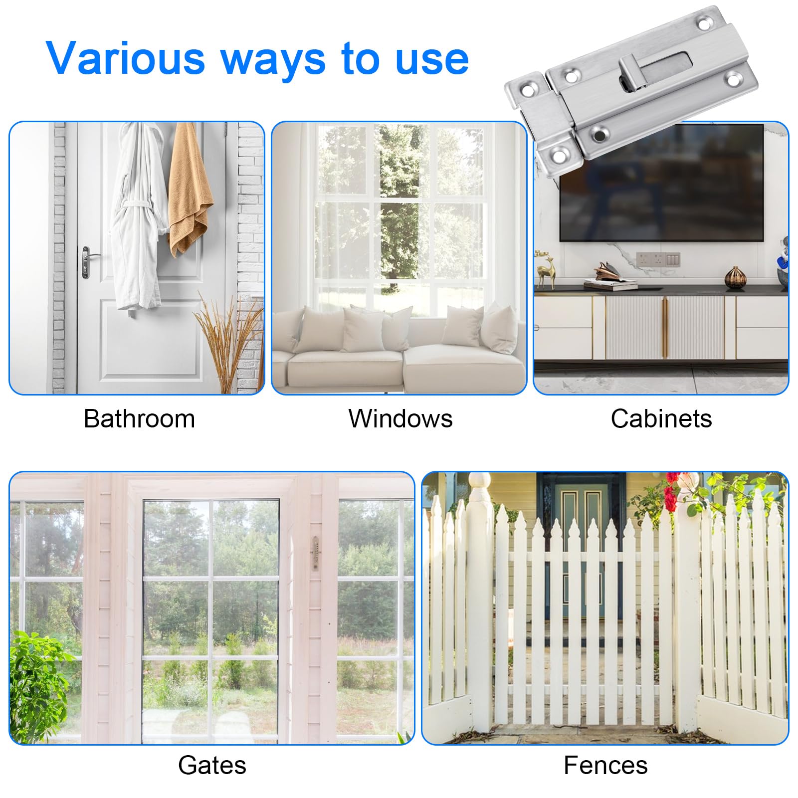 2 Pestillos Deslizantes De Acero Inoxidable Para Puerta, Con