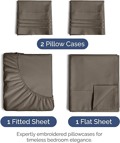 Vista 1472 de Juego de sábanas de 4 piezas tamaño king, extrasuaves, transpirables y refrescantes con esquinas profundas, sábanas de fácil ajuste y sin arrugas