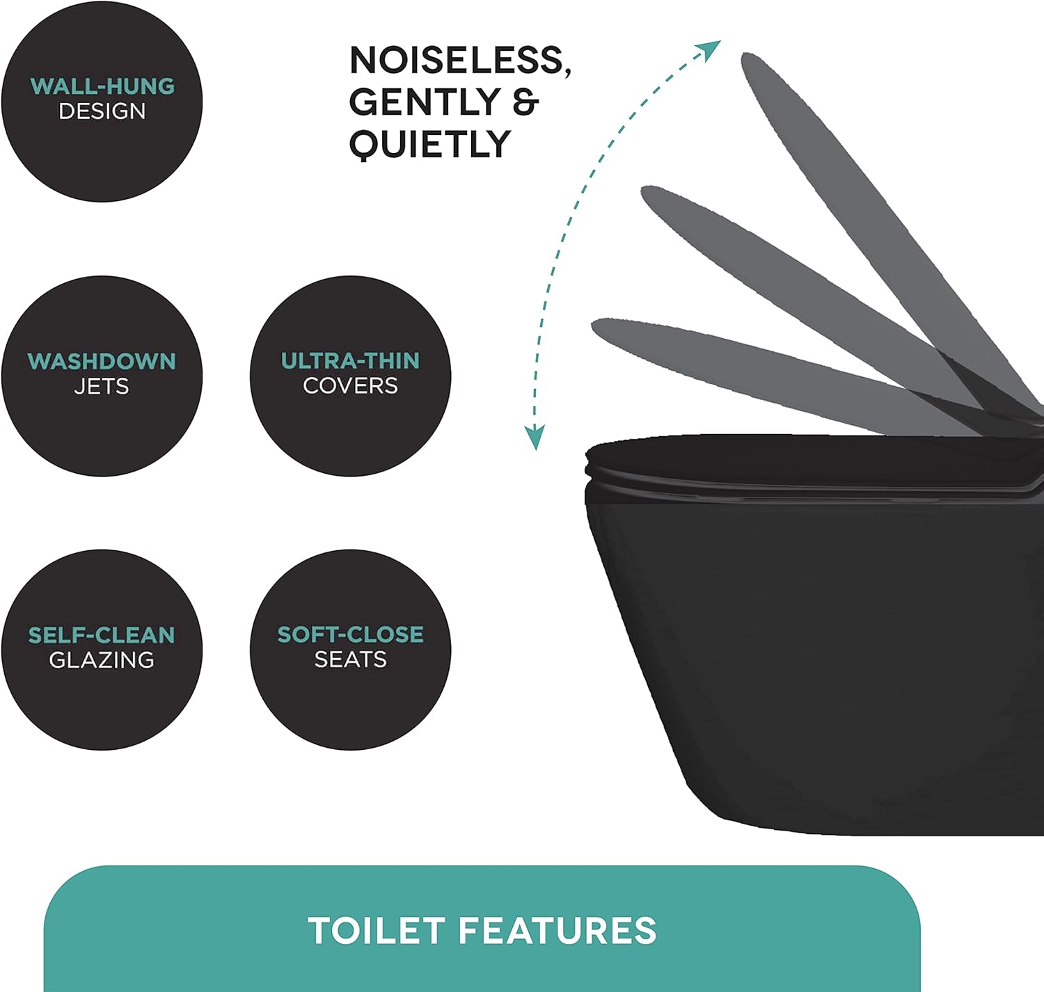 Fine Fixtures Dakota Wall Hung Toilet With Rimless Flush - Black - - 