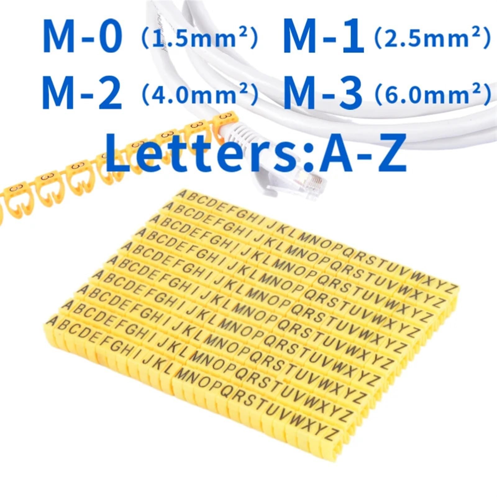 Kabeldrahtmarkierer 260/390 Stück Kabelmarker, Bunte Markierungsbuchstaben vom Typ C, Etikett for 2 – 8 mm Kabel, Netzwerkkabel, Drahtmarker, Etikett(M-2L(5.0mm) 260PCS)