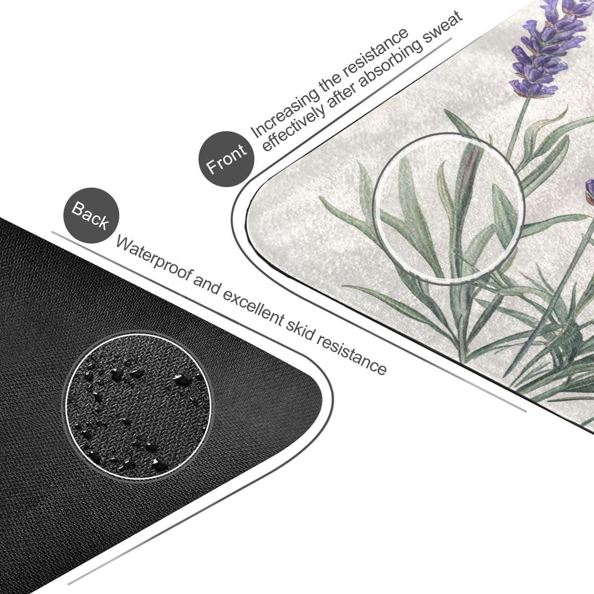 ALAZA Botanical Flower Lavander Yoga Mat Non Slip Fitness Exercise Mat, Workout Mat for Yoga, Pilates and Floor Exercises