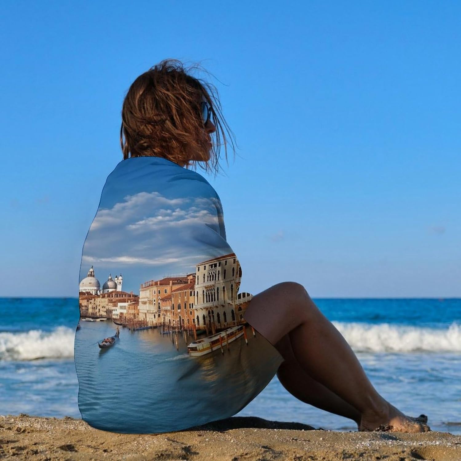 Swimming Towel, Beautiful Grand Canal Landscape Printed Fashion Towel,Portable Towel,Durable Towel