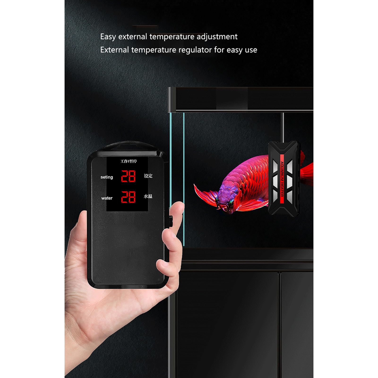 Tanque de Peces Calefacción Varilla Conversión de frecuencia Temperatura Constante Acuario Calentador automático Ahorro de energía Externo,1000W