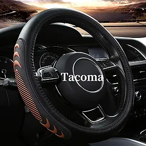 Leather Steering Wheel Cover for Toyota Tacoma 4Runner Tundra, 15.5-16 inches Car Steering Wheel Cover with Anti-Slip Massage Particle (Brown)
