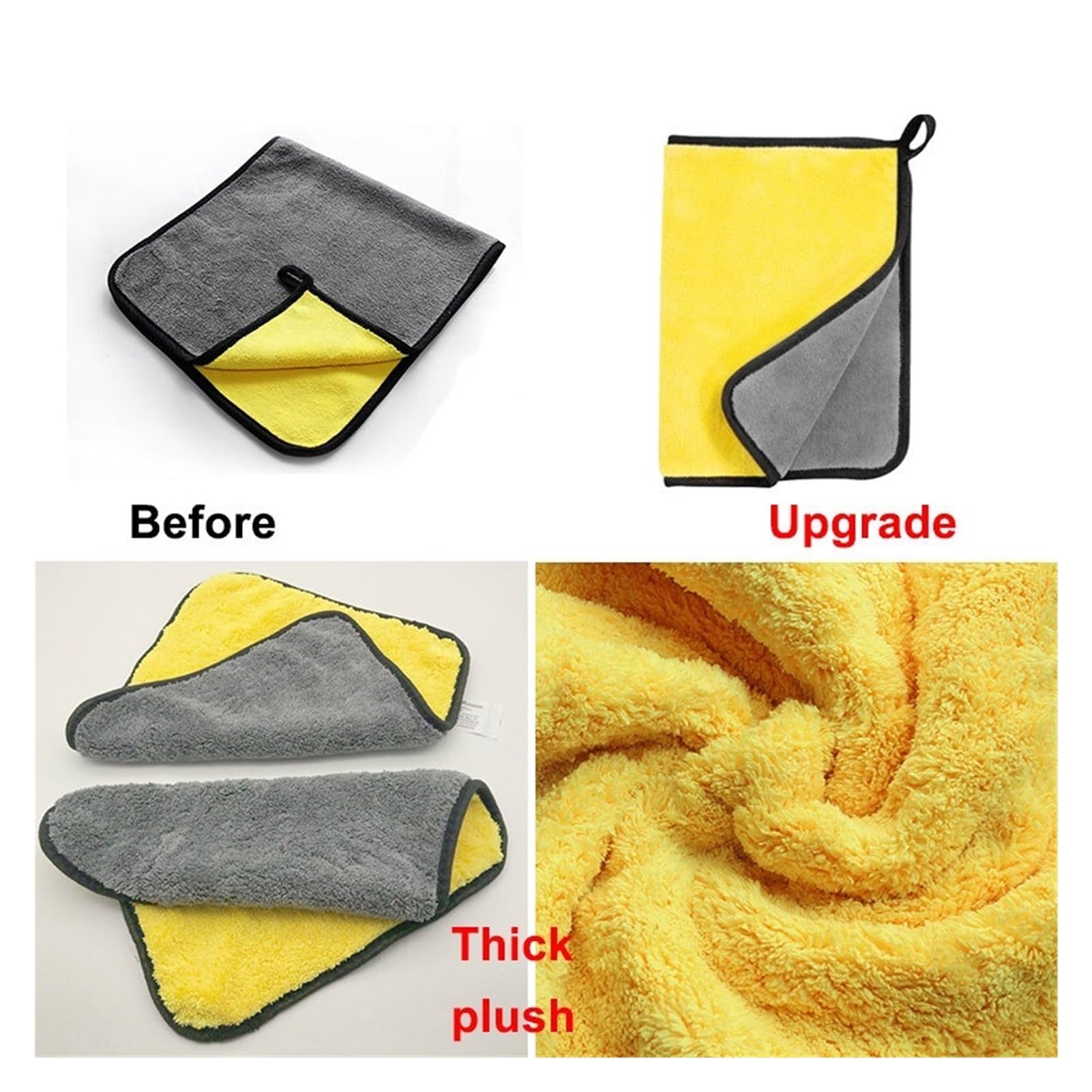 TRUSTTWO Asciugamano autolavaggio 40x80 cm Assistenza auto Microfibra Asciugamani Diavolo Forte Spessa Peluche Detailing Detailing Auto Panno for la pulizia Auto Accessori The 3pcs Yello