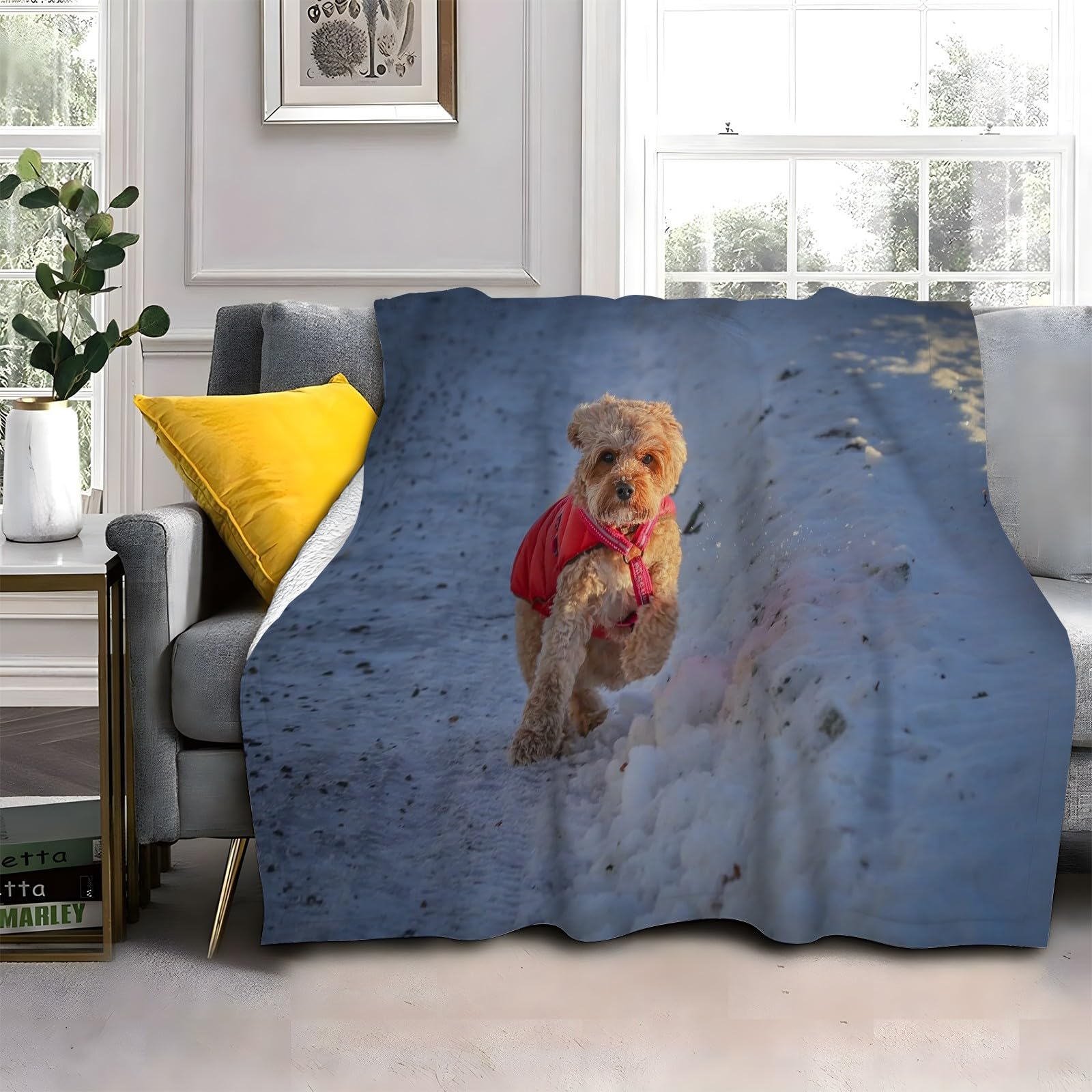 Koc śnieżny Koce Bichon Frisé Łóżko Pojedyncze Ciepło Miękkie Koce Sofa Puszysty Flanelowy 180 x 200 cm na wszystkie pory roku