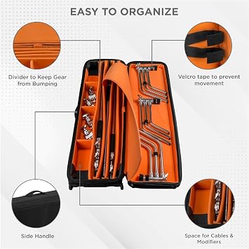Slinger L6 BigBag Light Stand Rolling Case for Three C-Stands, Black, Carrying Case for Light Stands Features Bright Orange Interior, Adjustable Dividers, Roller-Bearing Wheels and Fabric