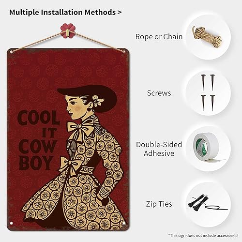 Miniatura 3 de Funny Metal Signs Poster 8x12inch Burgundy Retro Rodeo Aluminum Tin Sign Wall Art Decoration Painting For Home Bar Office Decor