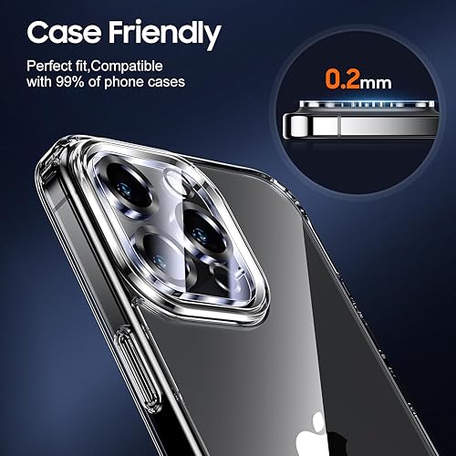 Miniatura 439 de UniqueMe [Paquete de 3 protectores de lente de cámara compatibles con iPhone 14 Pro Max/iPhone 14 Pro, vidrio templado, [compatible con fundas]